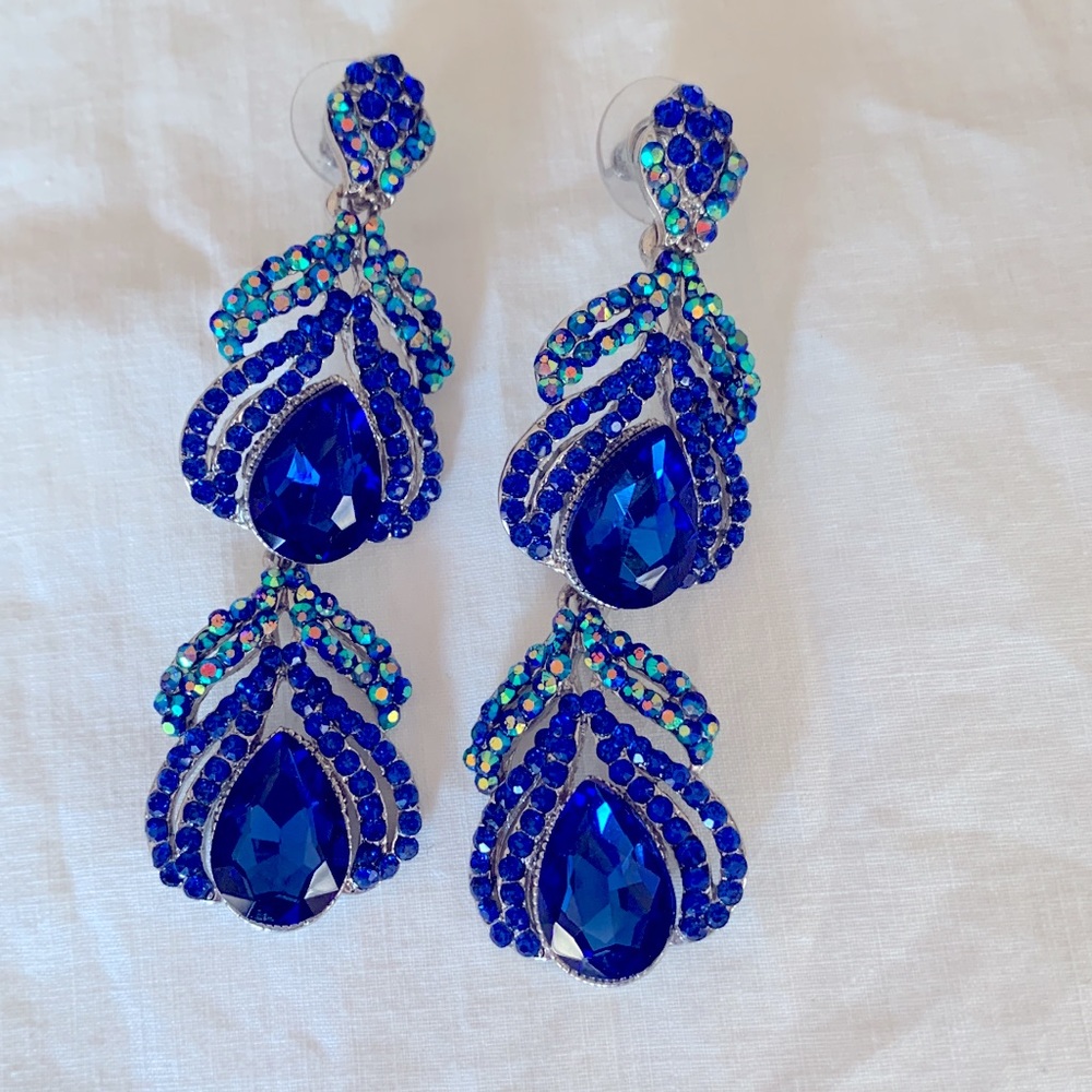 Royal Blue rhinestone earrings